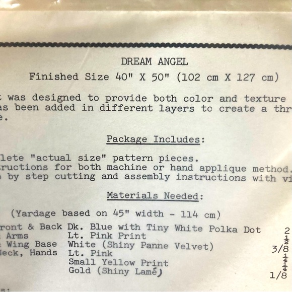 Aunt Martha’s Dream Angel Quilt Pattern Colonial Patterns, Inc. Wall Hanging - Picture 4 of 6